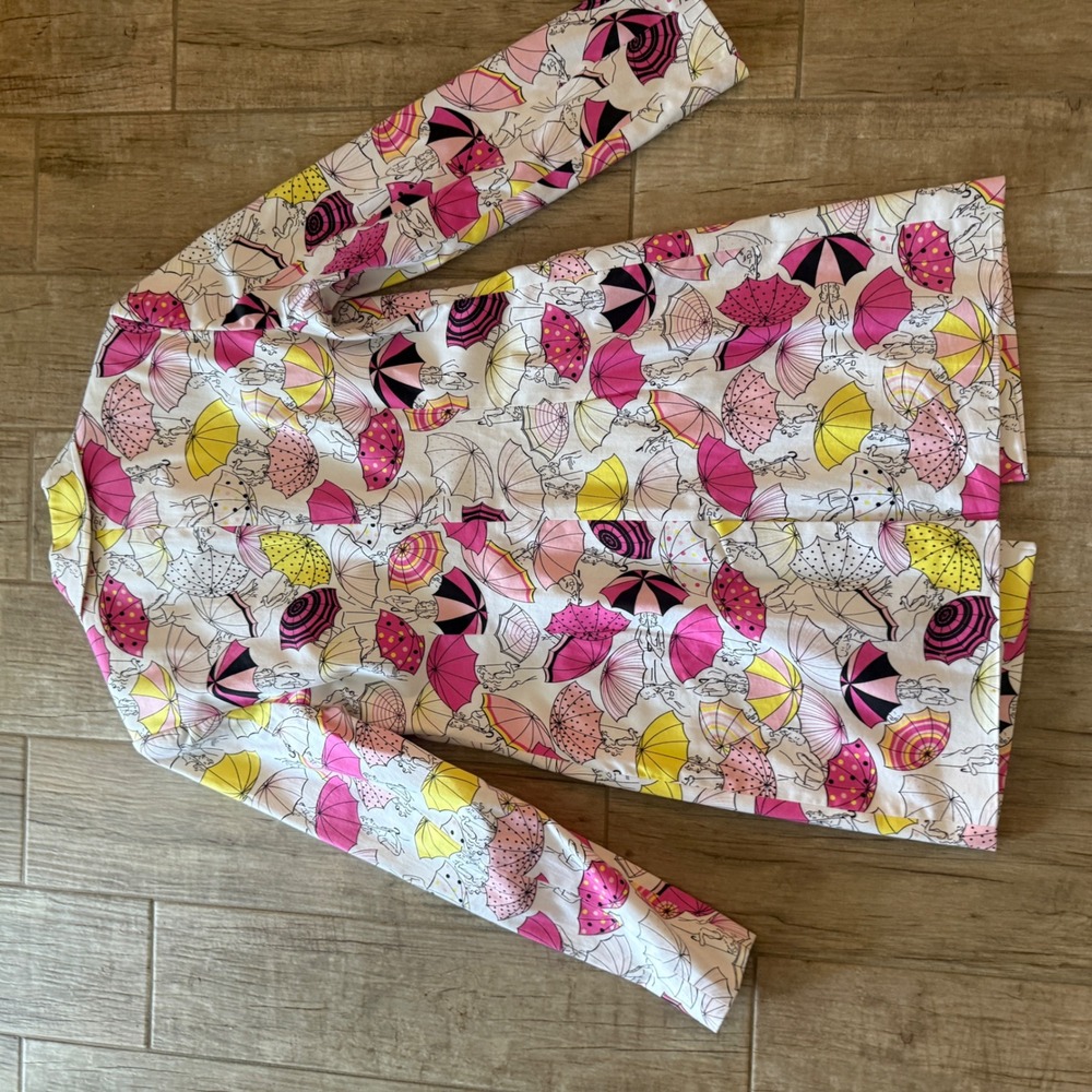 Andrea Viccaro Women Pink Yellow Umbrella Pinup Print Cotton Trench Coat Size 10 - Picture 12 of 12